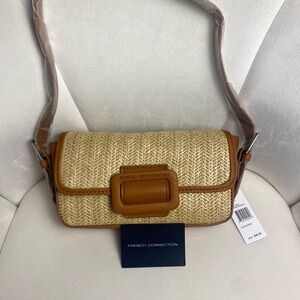French Connection - Katia Straw Shoulder Bag - Saddle